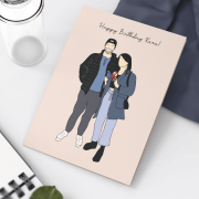 Happy Birthday Couple Illustration Card