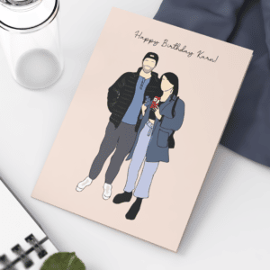 Happy Birthday Couple Illustration Card