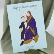 Happy Anniversary Couple Illustration Card