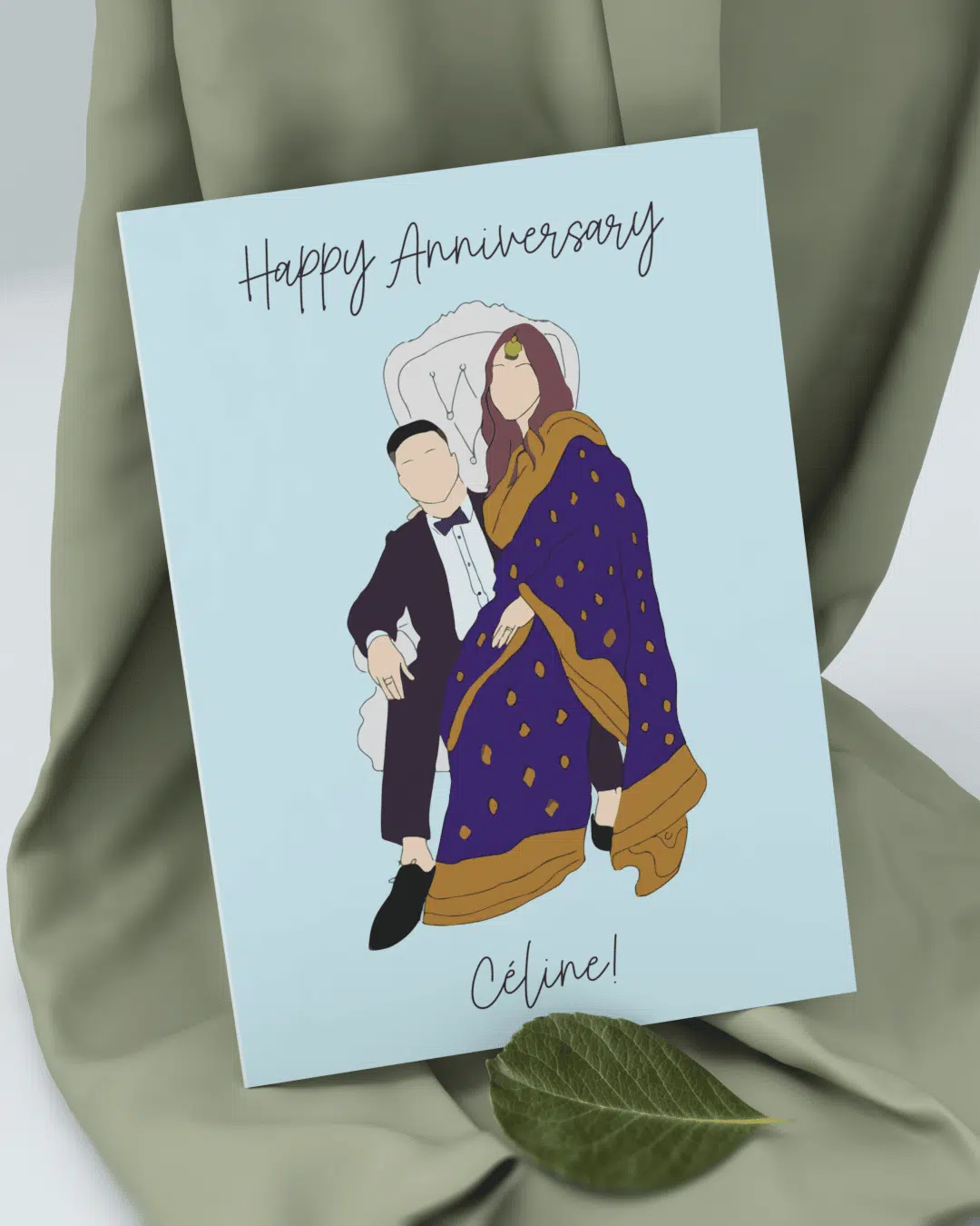 Happy Anniversary Couple Illustration Card