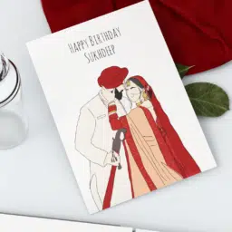 Happy Birthday Couple Illustration Card