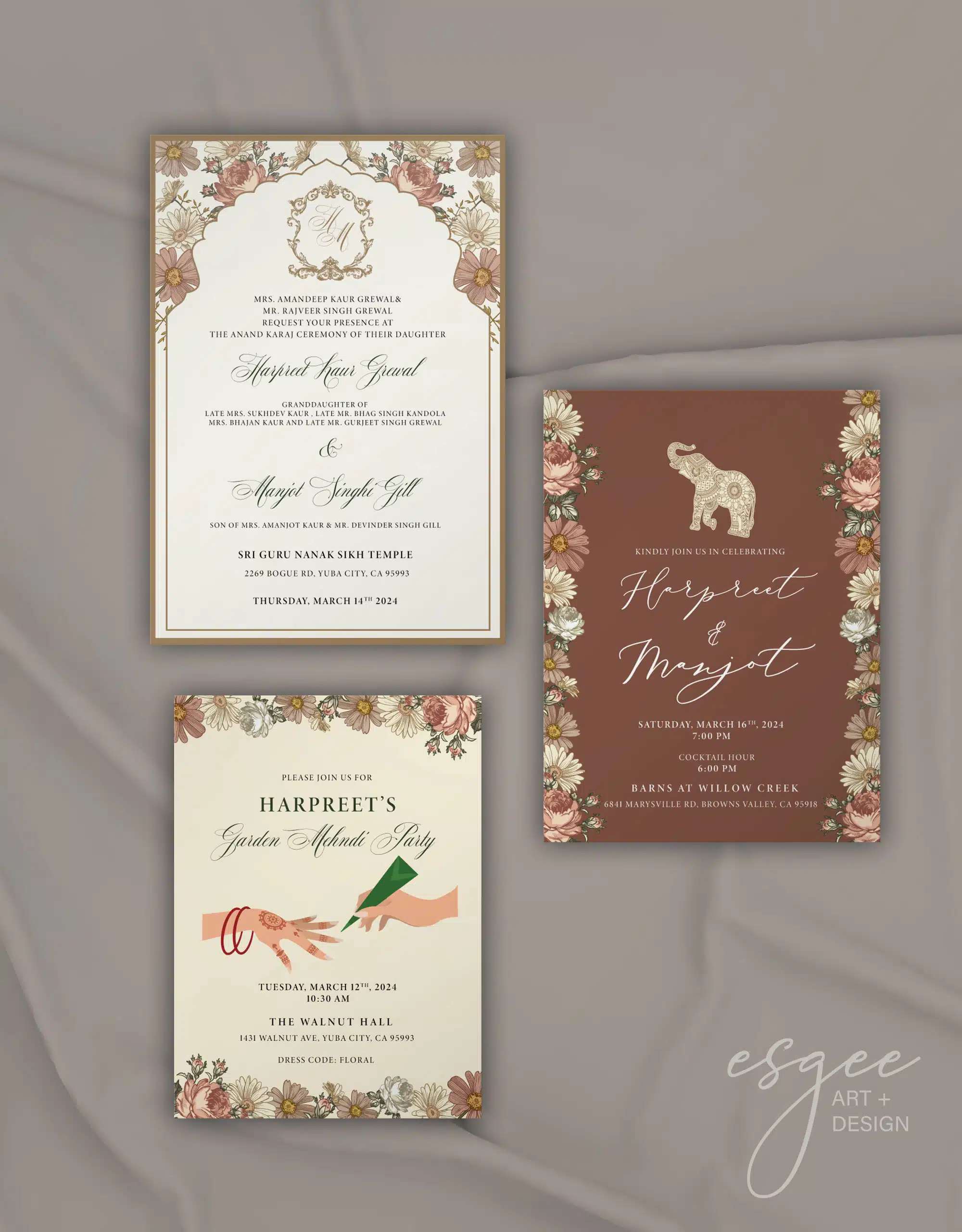 Floral Indian Wedding Invitation